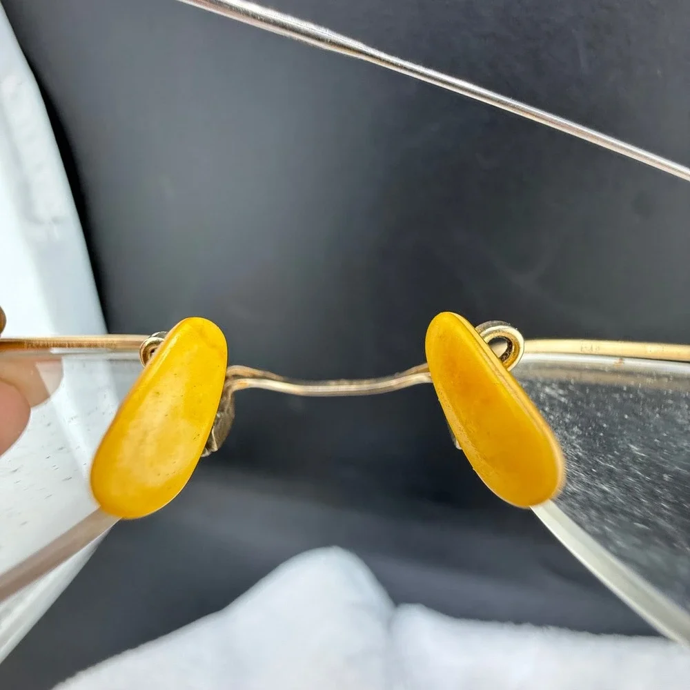 Vintage American Optical Eyeglasses Gold 12KGF Rimless Engraved Bridge
